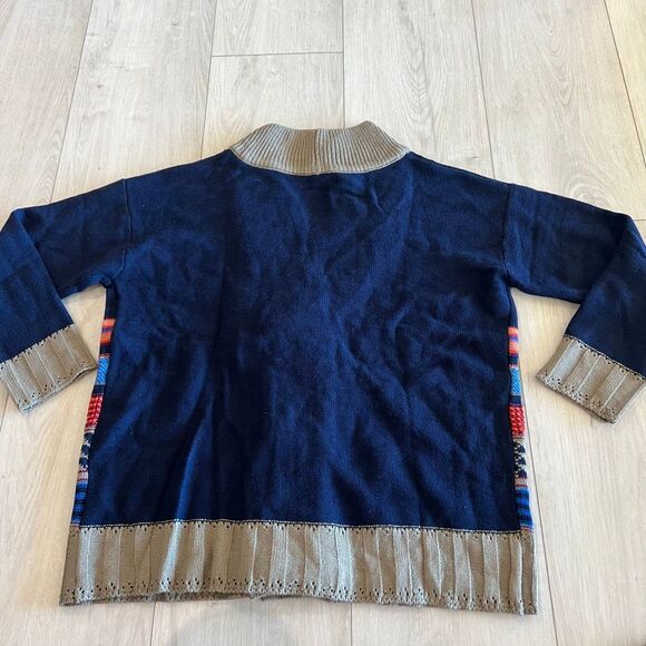 Woman Within Cardigan Tan Blue Size S - Picture 5 of 8